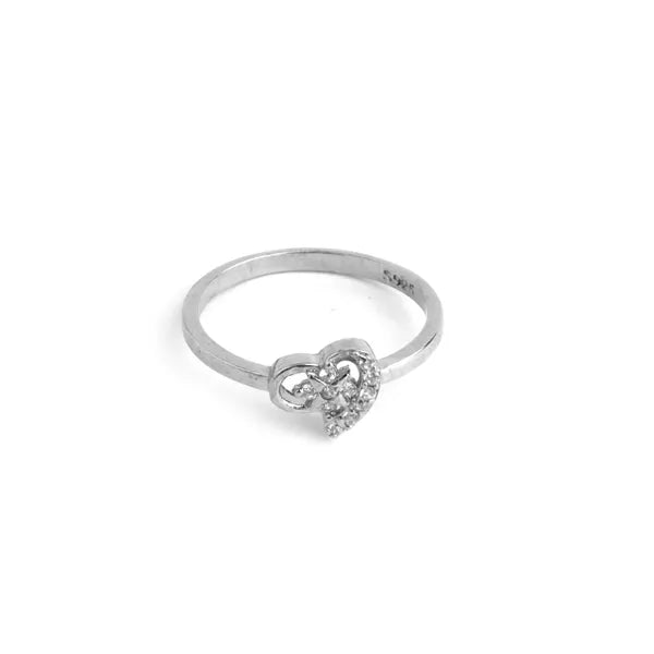 Silver Fancy Heart with Flower Ladies Ring