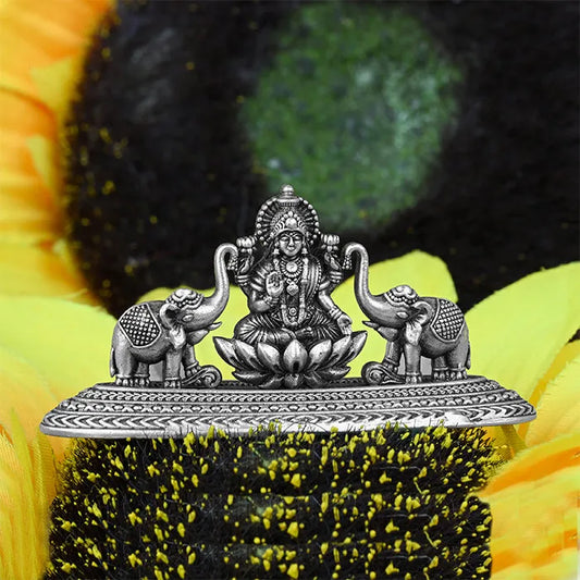 92.5 Silver Lakshmi Ji With Elephant Idol