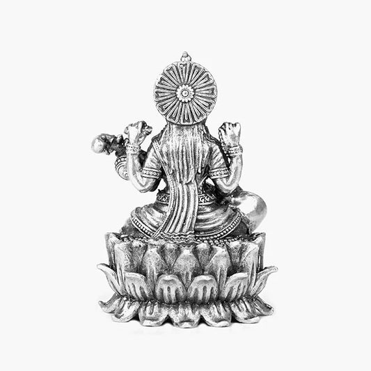 92.5 Silver Saraswati Ji With Lotus Idol