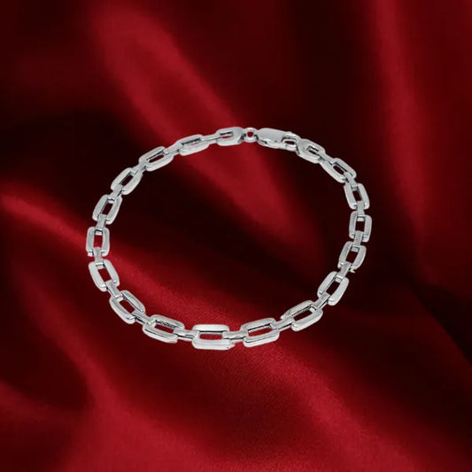 Silver Square Link Bracelet For Women