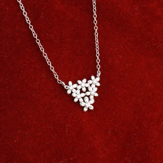 Silver Fancy Littele Flowers Pendant With Chain