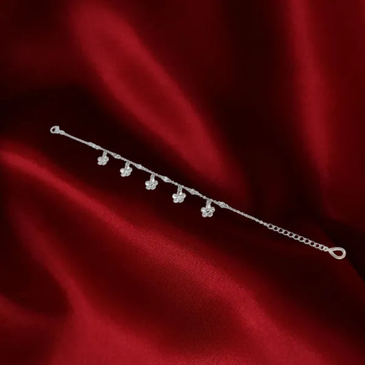 Silver Hanging Flower Bracelet for Women