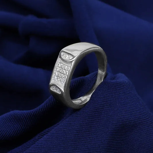 Silver Rectangle Stone Ring