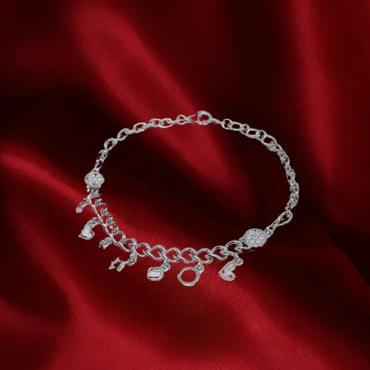 Silver Star & Heart Curp Pendant Bracelet For Women