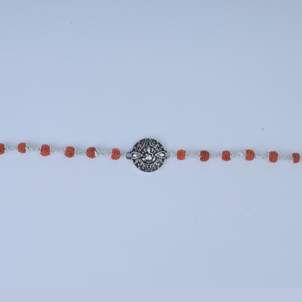 Silver Antic Ganesh Rudraksh Rakhi