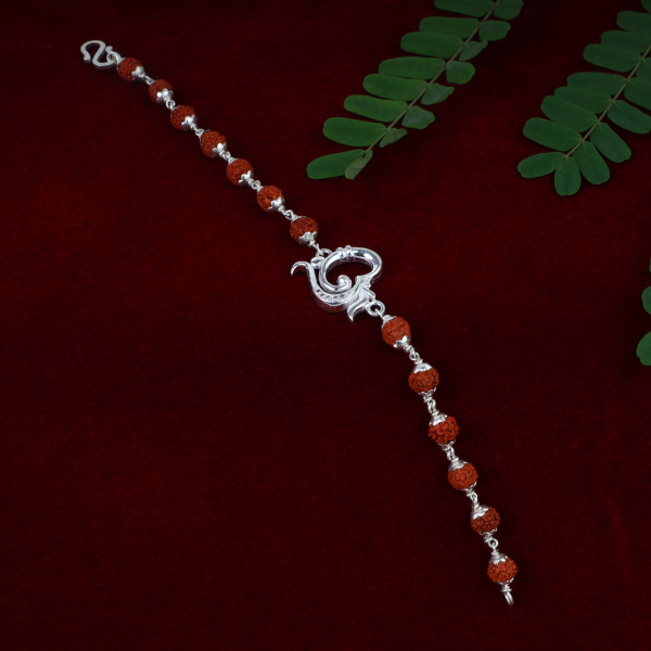 Silver Divine Om Rudraksh Bracelet