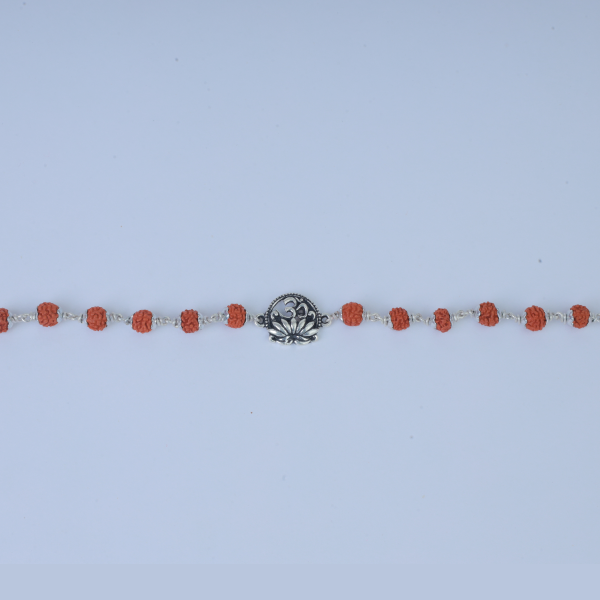 Silver Lotus Om Rudraksh Rakhi