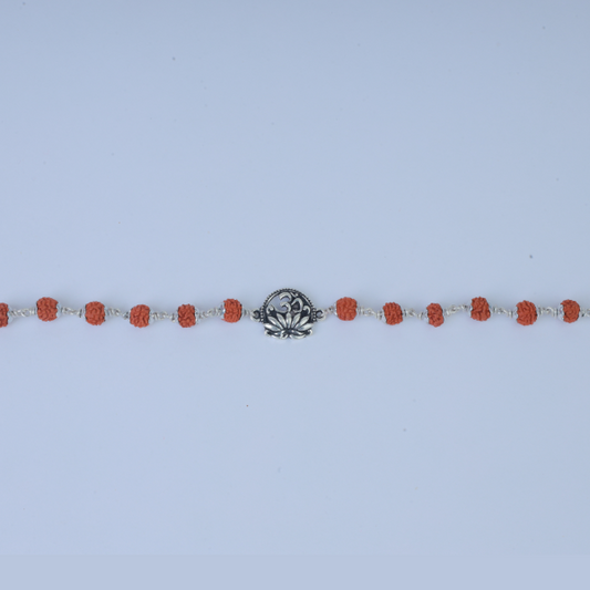 Silver Lotus Om Rudraksh Bracelet