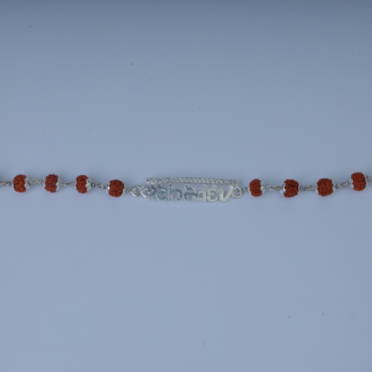 Silver Mahadev Designed Bracelet