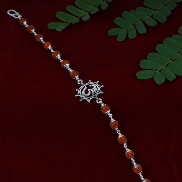 Silver Om Kar Rudraksh Bracelet