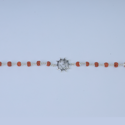 Silver Om Kar Rudraksh Bracelet