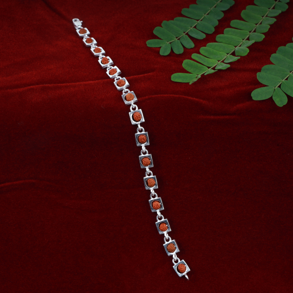 Silver Square Rudraksh Rakhi