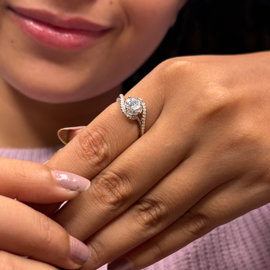 Silver Solitaire Layered Ring