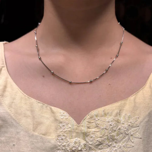 Silver Box with Ball Chain for Women