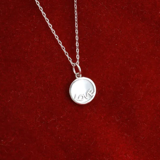Silver Mop Love Pendant with Chain