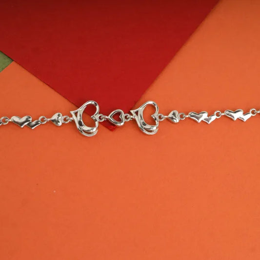 Pure 925 Silver Bracelet | Double Heart Shape