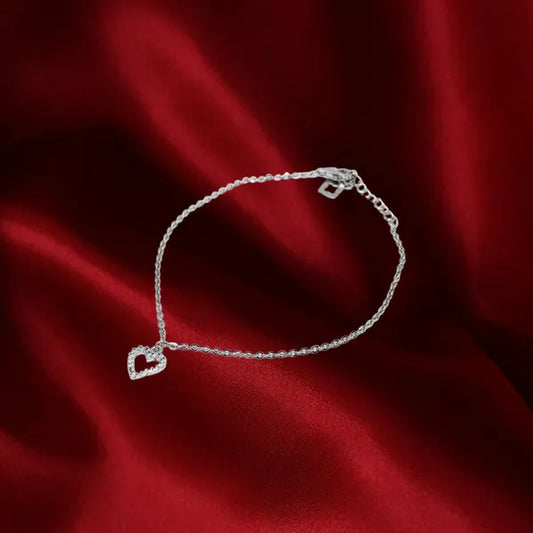 Silver Zircon Stone Heart Bracelet For Women