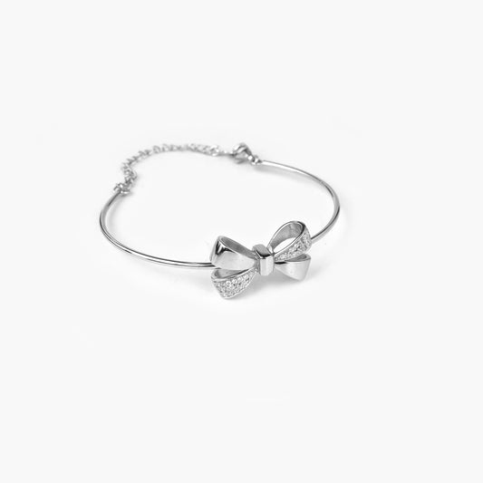 silver bow bracelet