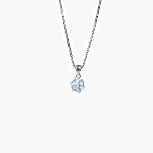 silver cute flower pendant set with chain