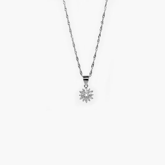silver star petal pendant set with chain