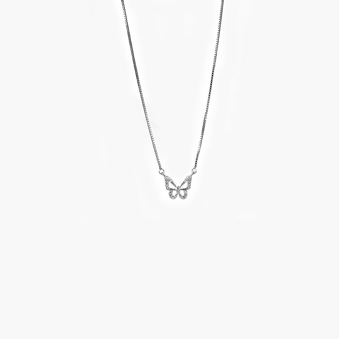 silver minimal butterfly chain