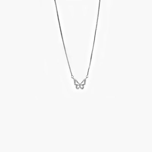 silver minimal butterfly chain