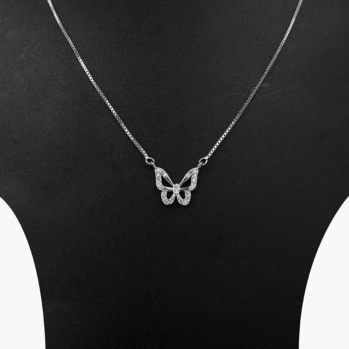 silver minimal butterfly chain