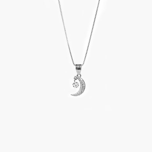 silver moon stone chain