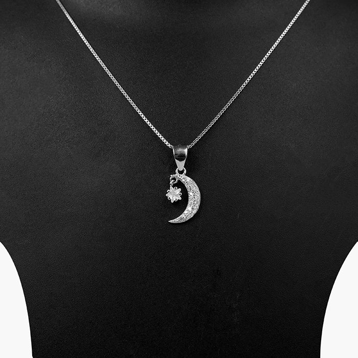 silver moon stone chain