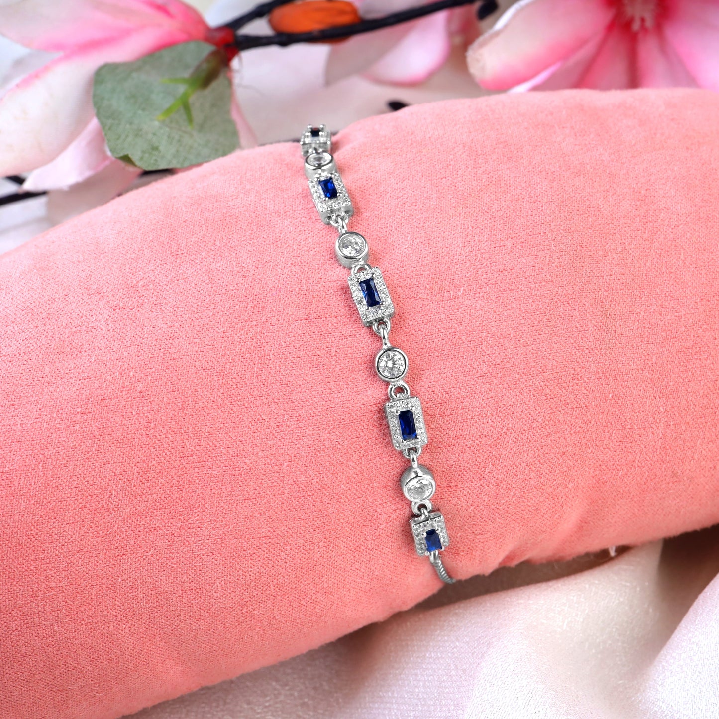 silver royal blue stone bracelet