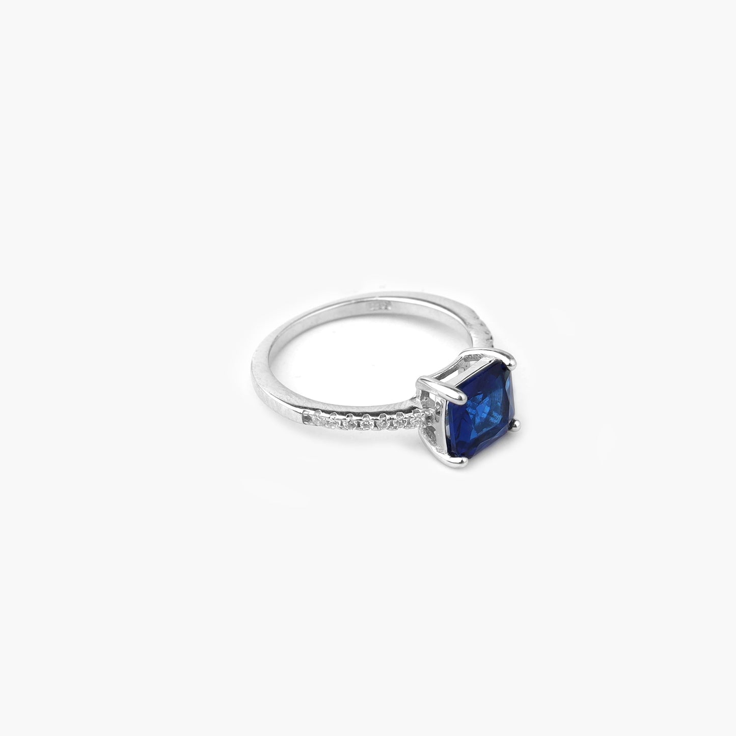 silver royal blue stone ring
