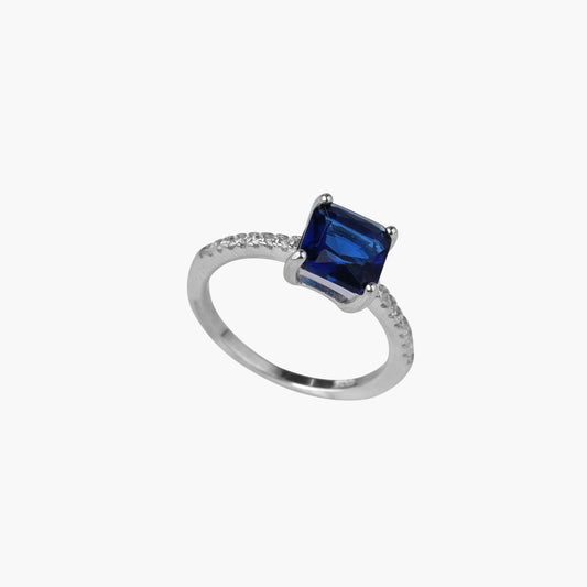 silver royal blue stone ring