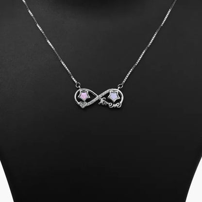 Silver Pink Moap Infinity Forever Pendant with Chain