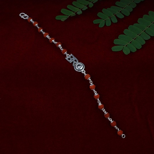 Silver Brother Rudraksh Rakhi