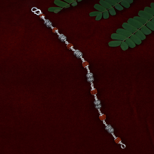 Silver Desinged Rudraksh Rakhi