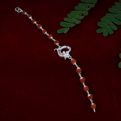 Silver Divine Om Rudraksh Bracelet