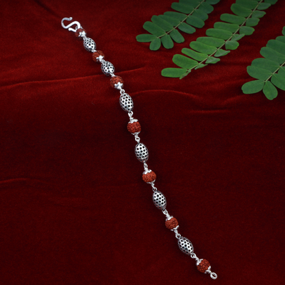 Silver Elegance Rudraksh Rakhi