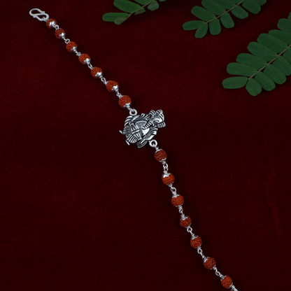 Silver Ganesh Charm Rudraksh Rakhi