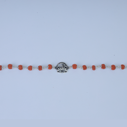 Silver Lotus Om Rudraksh Rakhi