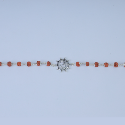 Silver Om Kar Rudraksh Bracelet