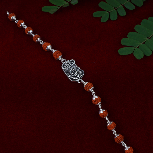 Silver Shree Ganesh Rudraksh Rakhi