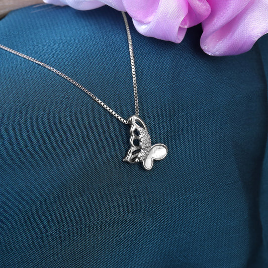 silver beatiful butterfly chain