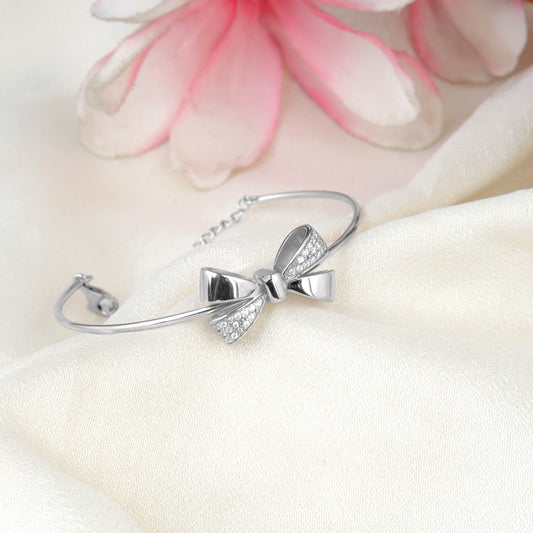 silver bow bracelet