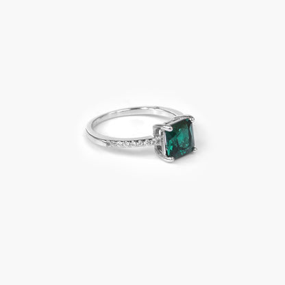 silver leaf green stone ring