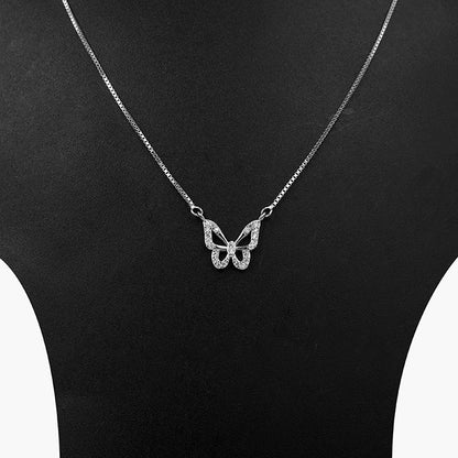 silver minimal butterfly chain