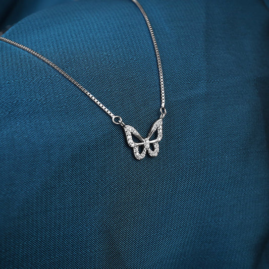 silver minimal butterfly chain