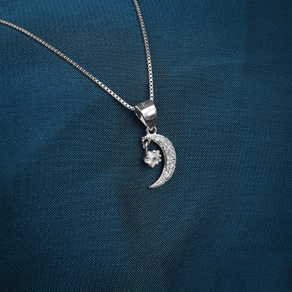 silver moon stone chain