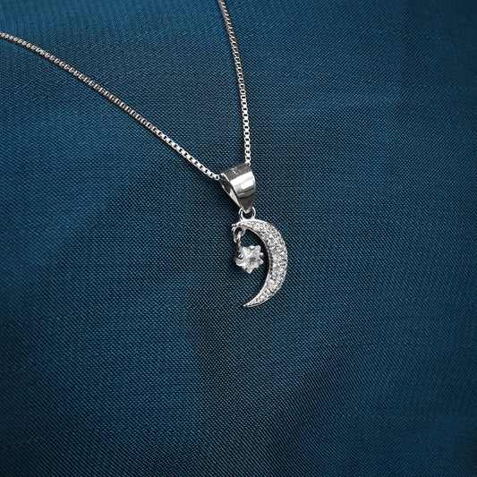 silver moon stone chain