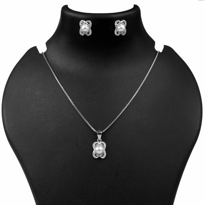 silver pearl pendant set with chain