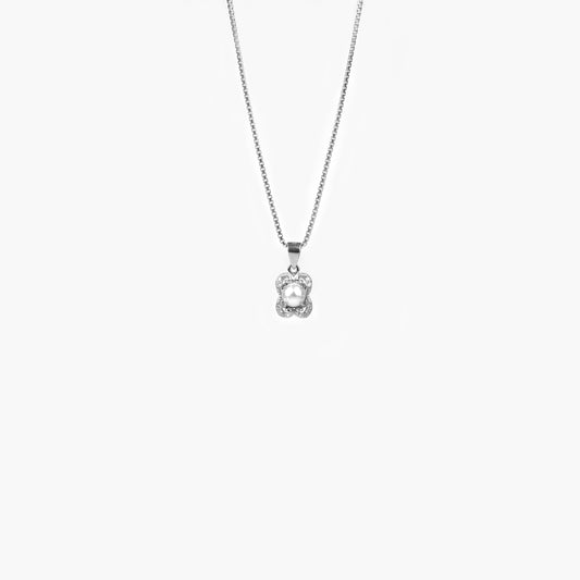 silver pearl pendant set with chain